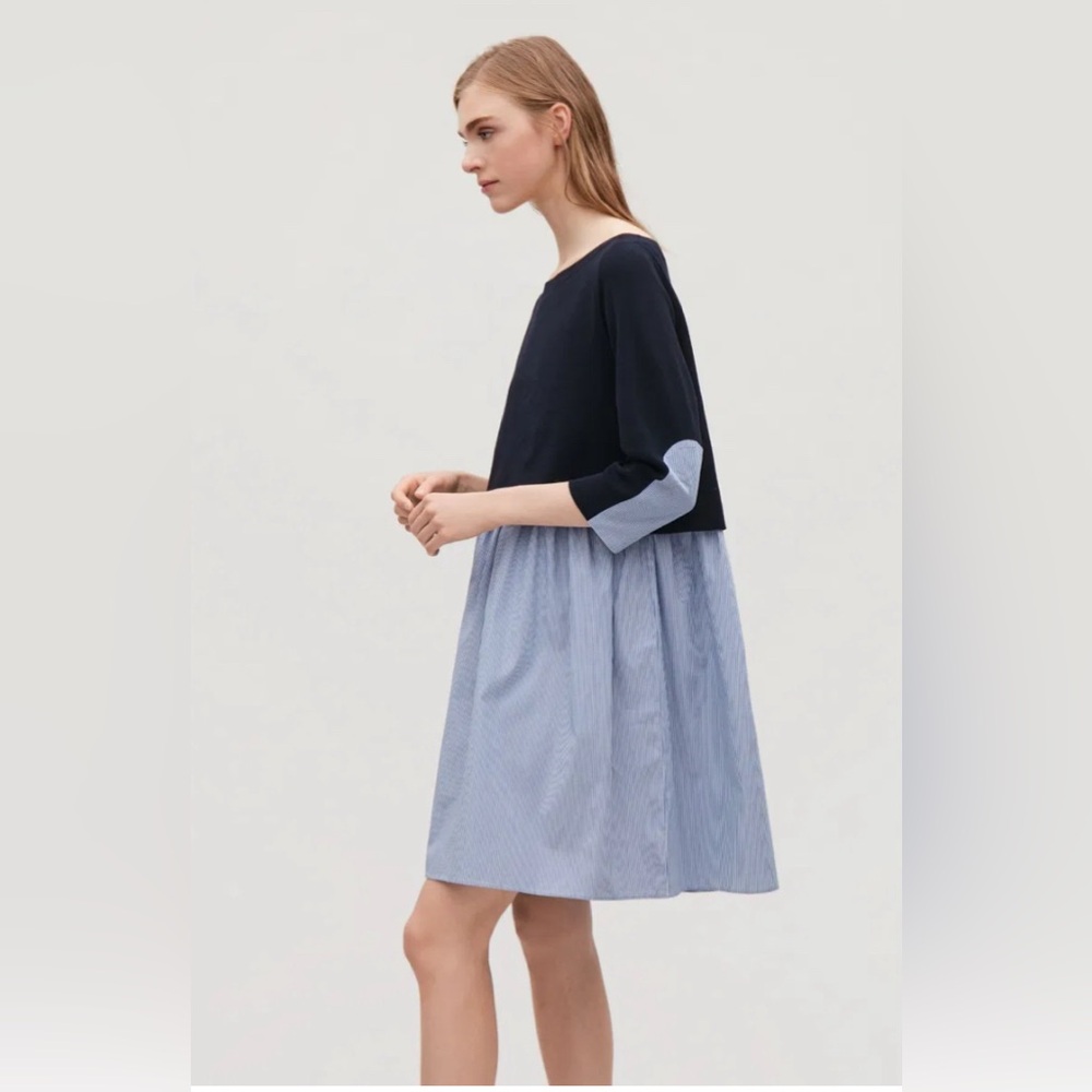 COS Casual Blue A-Line Dress with Raglan Sleeves